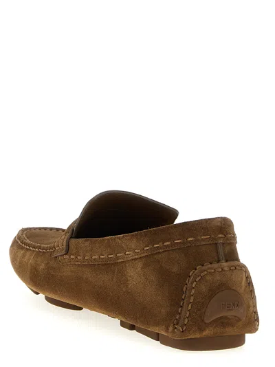 Fendi Men Driver Crosta Suede Loafers