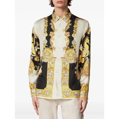 Versace Coral Theatre Shirt And Blouse Multicolor In Yellow