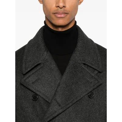 Caruso Double-breasted Grey Coat With Notched Lapel