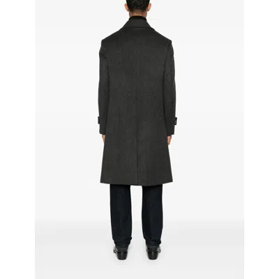 Caruso Double-breasted Grey Coat With Notched Lapel