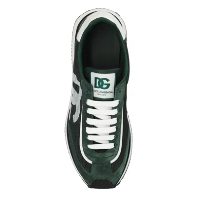 Dolce & Gabbana Multicolor Suede And Mesh Dg Aria Sneakers In Green
