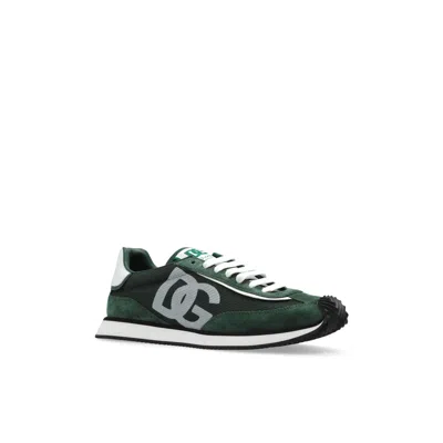 Dolce & Gabbana Multicolor Suede And Mesh Dg Aria Sneakers In Green