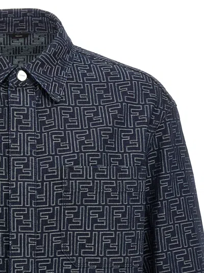 Fendi Giubbino In Denim Ricamato Uomo In Blue