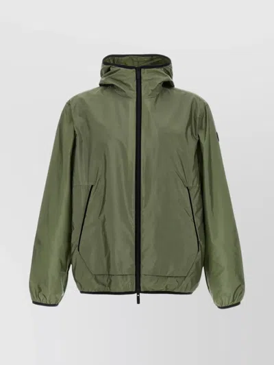Moncler 'granier' Raincoat With Hood And Pockets In Green