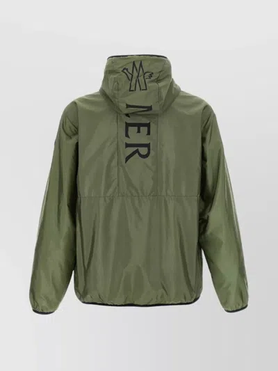 Moncler 'granier' Raincoat With Hood And Pockets In Green