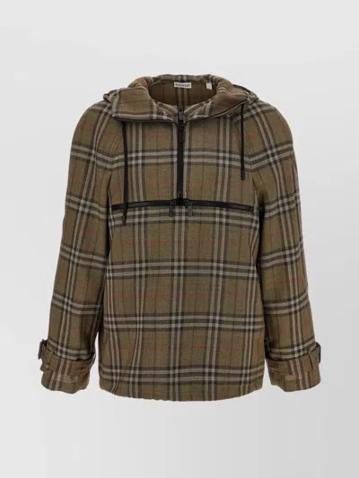 Burberry Half-zip Jacket With Check Pattern In Silk Blend