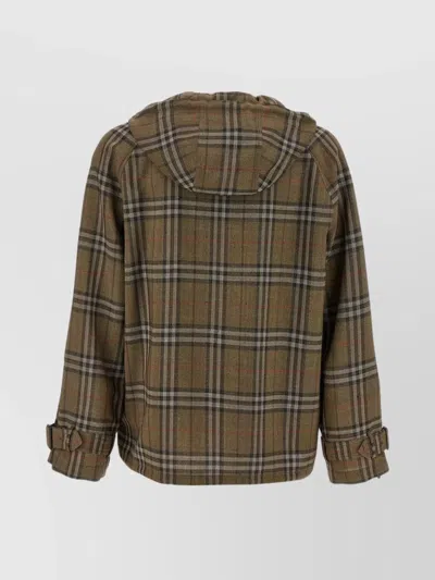 Burberry Half-zip Jacket With Check Pattern In Silk Blend