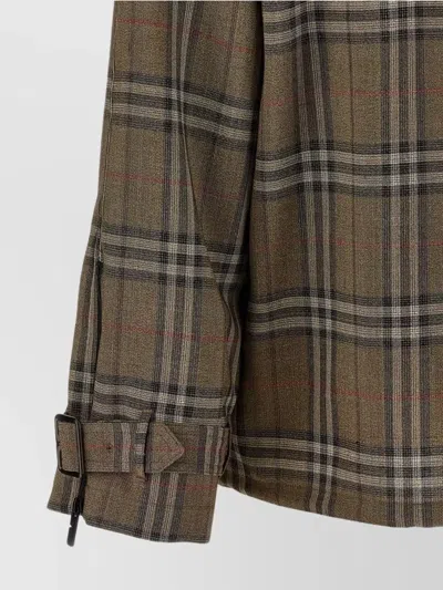 Burberry Half-zip Jacket With Check Pattern In Silk Blend