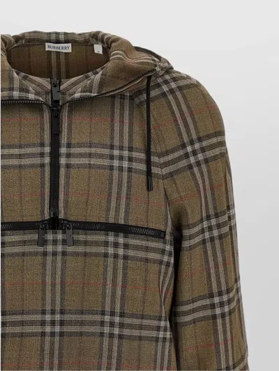 Burberry Half-zip Jacket With Check Pattern In Silk Blend