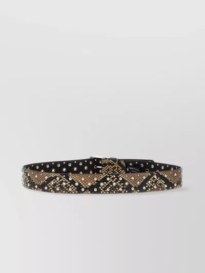 Dries Van Noten Adjustable Snake Print Studded Belt In Animal Print