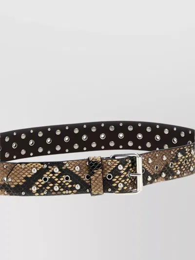 Dries Van Noten Adjustable Snake Print Studded Belt In Animal Print