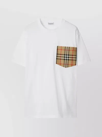 Burberry Contrast-pocket Short-sleeve Cotton T-shirt In White