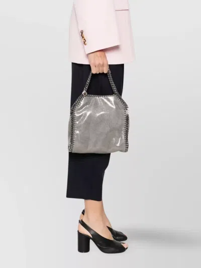Stella Mccartney Falabella Micro Tote In Grey Polyester In Silver
