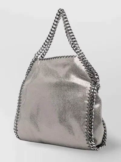Stella Mccartney Falabella Micro Tote In Grey Polyester In Silver