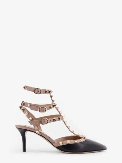 Valentino Garavani Valentino Rockstud Caged 65 Patent Ankle Strap Pump In Animal Print