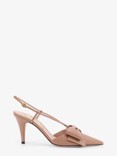 Valentino 'bowow' Slingback With Pointed Toe And Stiletto Heel In Neutral