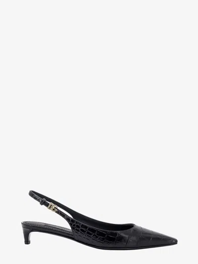 Dolce & Gabbana Cocco Print Leather Slingback Dãcol In Black