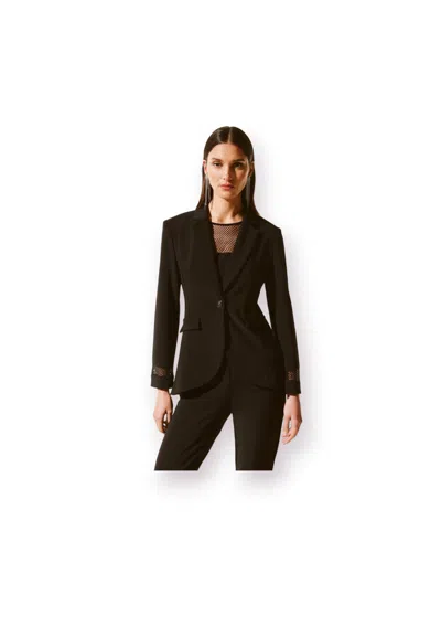 Joseph Ribkoff Embellished Mesh Insert Blazer In Black