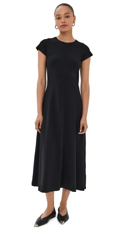 Another Tomorrow Short-sleeve Jersey Midi-dress In Black