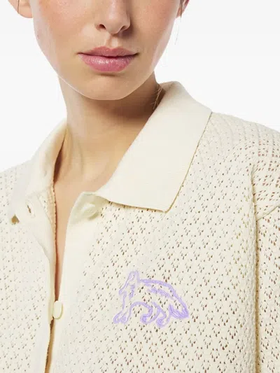 Maison Kitsuné Short-sleeved Cotton Cardigan With Open-knit Design