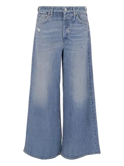 Rag & Bone Featherweight Logan High Rise Wide Leg Jeans In Audrey In Blue