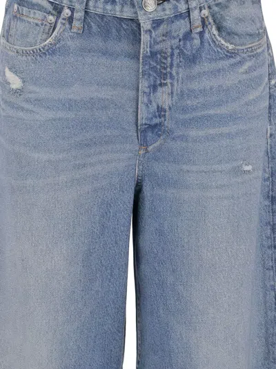 Rag & Bone Featherweight Logan High Rise Wide Leg Jeans In Audrey In Blue
