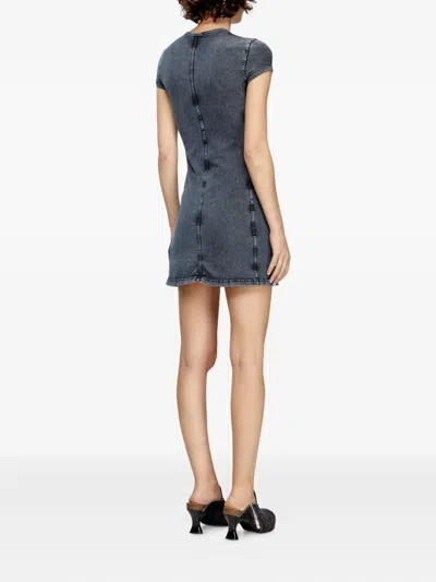 Diesel Mini Dress In Denim-look Jersey In Blue