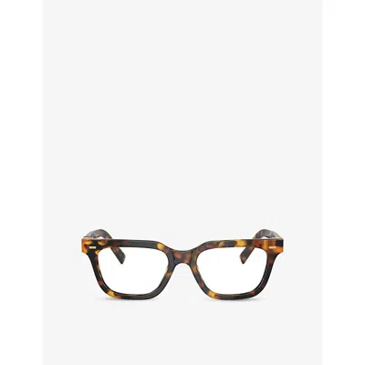 Miu Miu Womens Brown Mu 07xv Rectangle-frame Tortoise Acetate Glasses