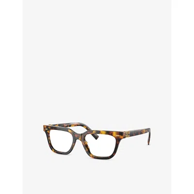 Miu Miu Womens Brown Mu 07xv Rectangle-frame Tortoise Acetate Glasses
