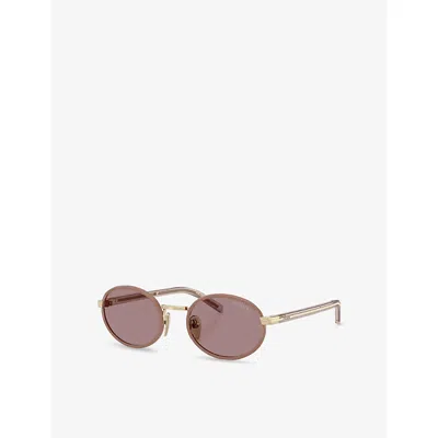 Prada Womens Brown Pr B56s Round-frame Metal Sunglasses In Brown