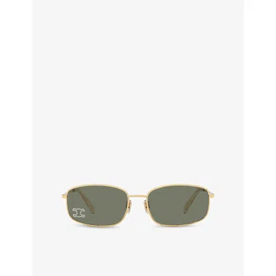 Celine Triomphe Crystal-embellished Square-frame Gold-tone Sunglasses In Green
