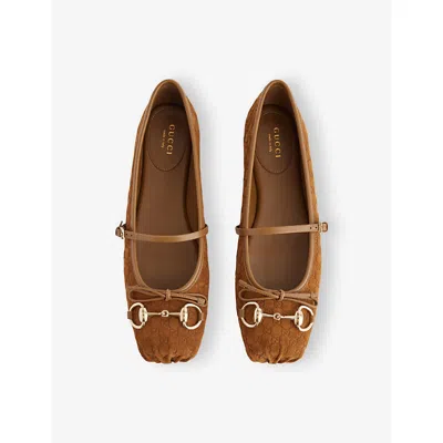 Gucci Women Red Original Gg Fabric Ballerinas In Burgundy