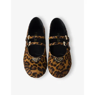 Prada Printed Leather Ballet Flats
