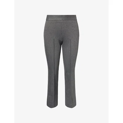 Good American Womens Suiting Pinstripe001 Ponte Pinstripe Kick-flare Mid-rise Stretch-woven Trousers