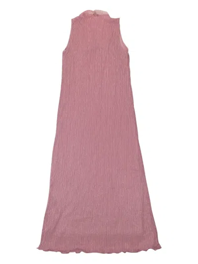 Callipygian Pleated Lurex Light?pink Tank Dress In Blue
