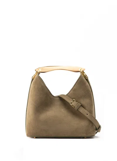 Elleme Small Boomerang Metal-handle Leather Bag In Blue