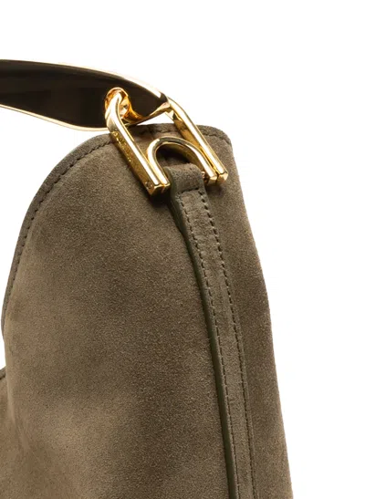 Elleme Small Boomerang Metal-handle Leather Bag In Blue