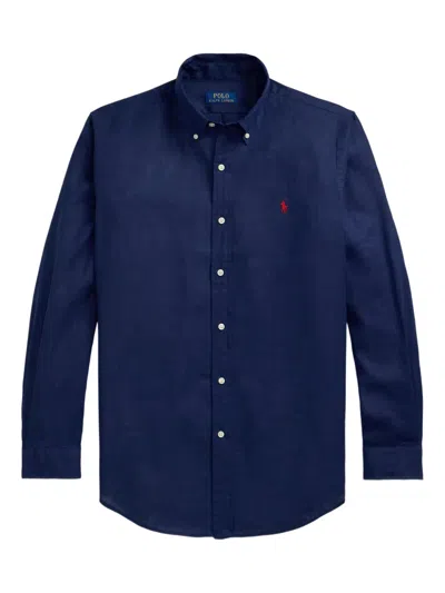 Polo Ralph Lauren Classic Fit Linen-cotton Shirt In Newport Navy