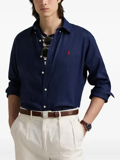 Polo Ralph Lauren Classic Fit Linen-cotton Shirt In Newport Navy