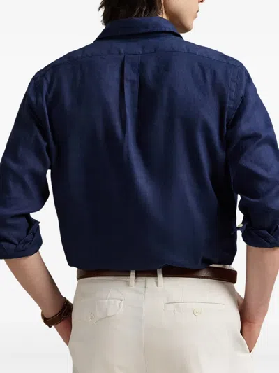Polo Ralph Lauren Classic Fit Linen-cotton Shirt In Newport Navy