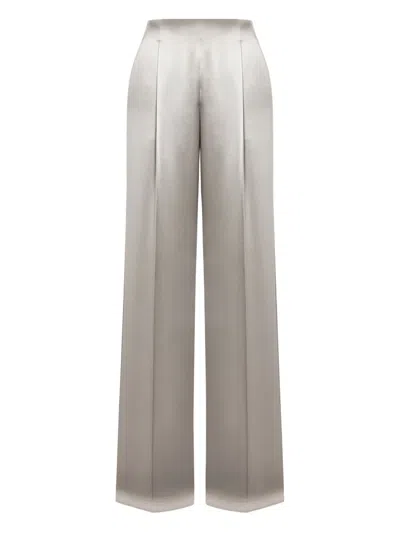 Alberta Ferretti High Waist Wide Leg Trousers In Silver