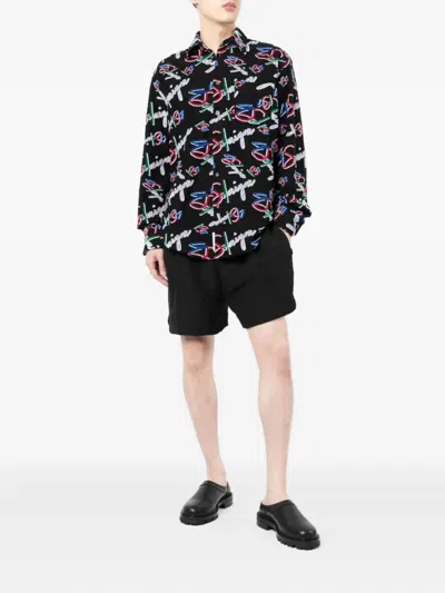 4sdesigns Textured Elasticated Shorts In Black