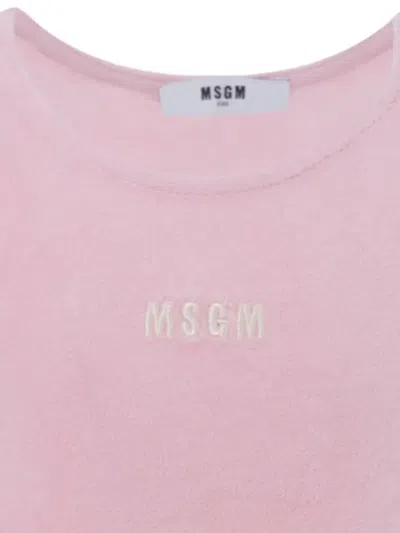 Msgm Logo-embroidered Cropped Tank Top