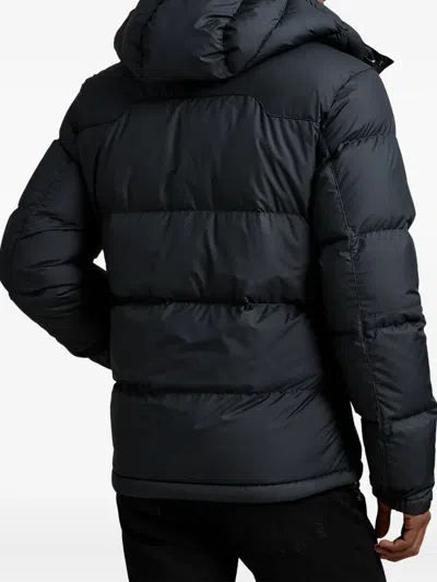 Polo Ralph Lauren Blue Down Jacket With Fixed Hood And Embroidered Pony Logo On Chest In Tech Fabric Man