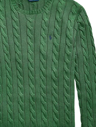 Polo Ralph Lauren Cable Knit Cotton Crewneck Sweater In Green