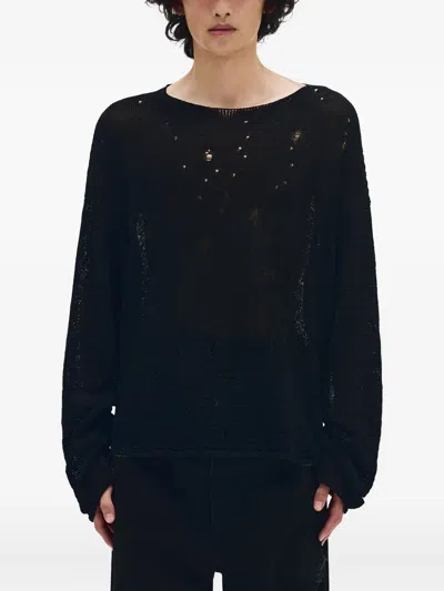 Ann Demeulemeester Lindor Open Neck Sweater In Black