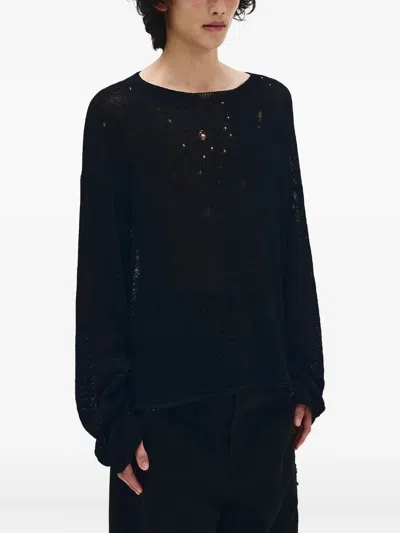 Ann Demeulemeester Lindor Open Neck Sweater In Black