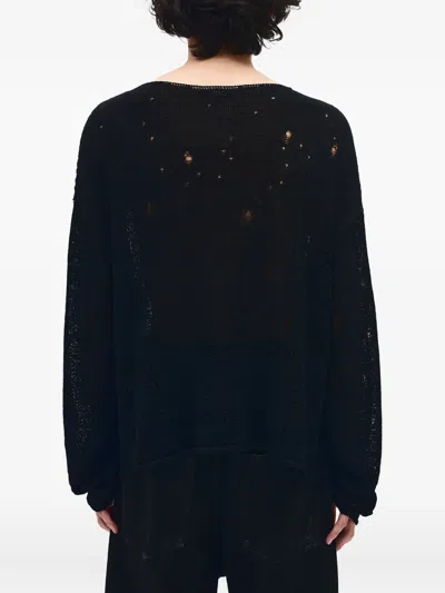 Ann Demeulemeester Lindor Open Neck Sweater In Black