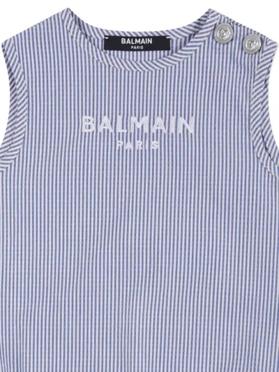 条纹无袖连体衣