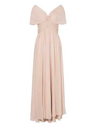 Alberta Ferretti Light Pink Dress In Silk Georgette Women In Neutral